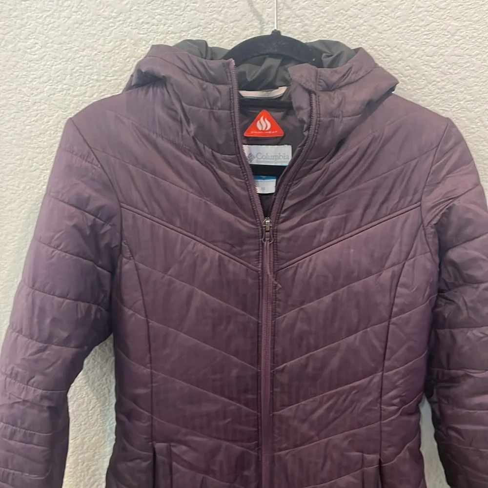 COLUMBIA Omni-Heat‎ Down Insulated Long Purple Puffer Jacket Size XS